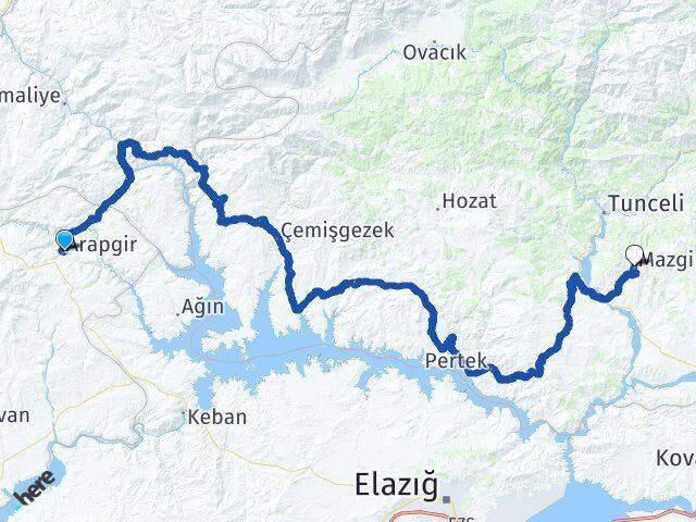 Malatya Arapgir Mazgirt Tunceli Arası Kaç Km - Yol Haritası