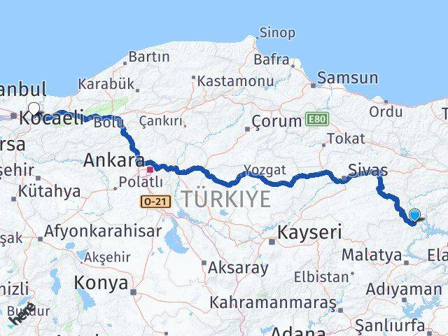 Malatya Arapgir Sakarya Arası Kaç Km - Yol Haritası