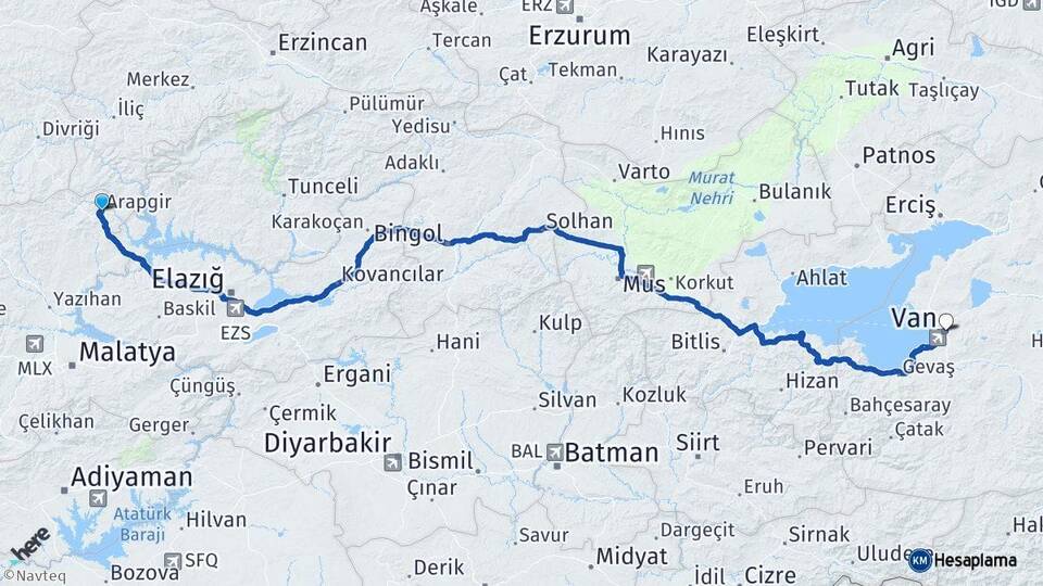 Malatya Arapgir Van Arası Kaç Km - Yol Haritası