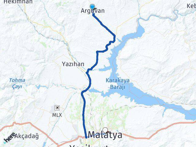 Malatya Arguvan Battalgazi Arası Kaç Km - Yol Haritası