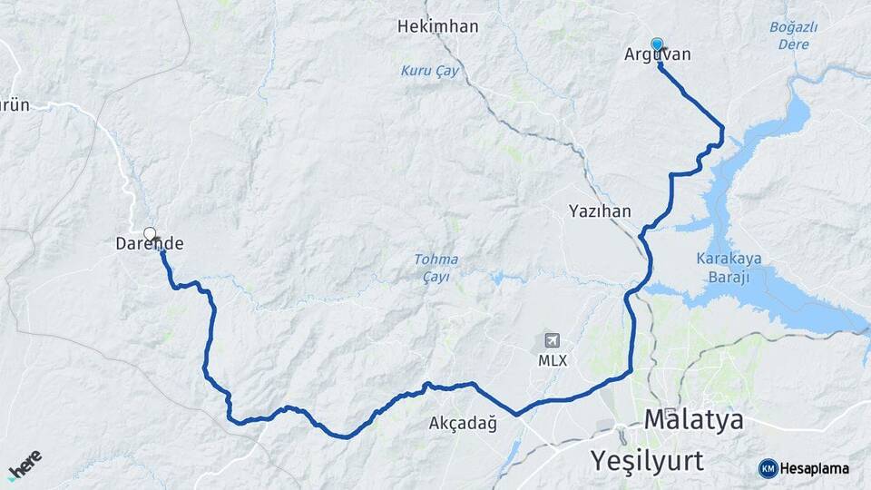 Malatya Arguvan Darende Arası Kaç Km - Yol Haritası