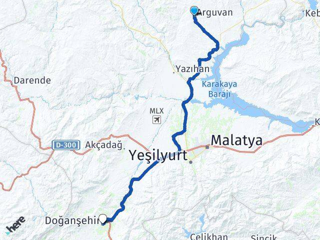 Malatya Arguvan Doğanşehir Arası Kaç Km - Yol Haritası