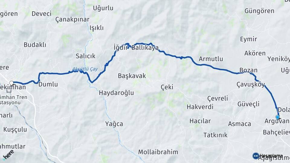 Malatya Arguvan Hekimhan Arası Kaç Km - Yol Haritası