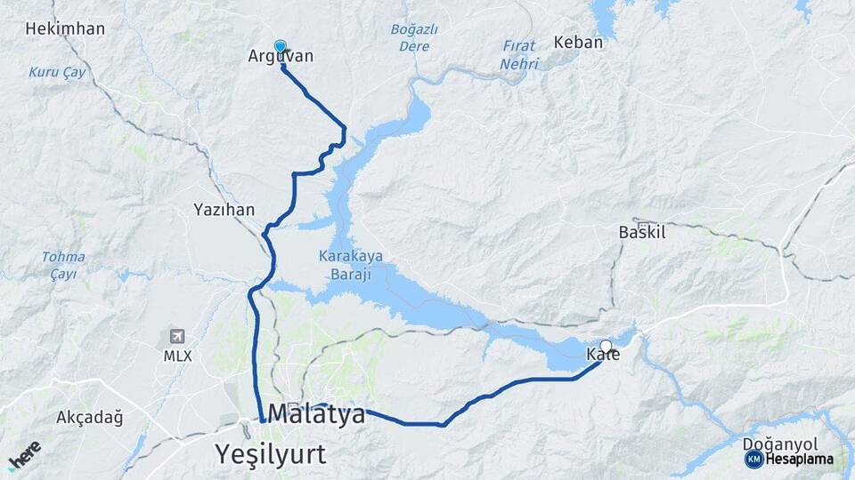 Malatya Arguvan Kale Arası Kaç Km - Yol Haritası