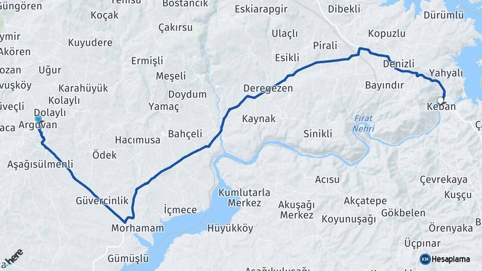 Malatya Arguvan Keban Elazığ Arası Kaç Km - Yol Haritası