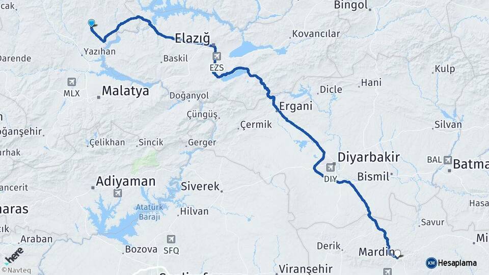 Malatya Arguvan Mardin Arası Kaç Km - Yol Haritası