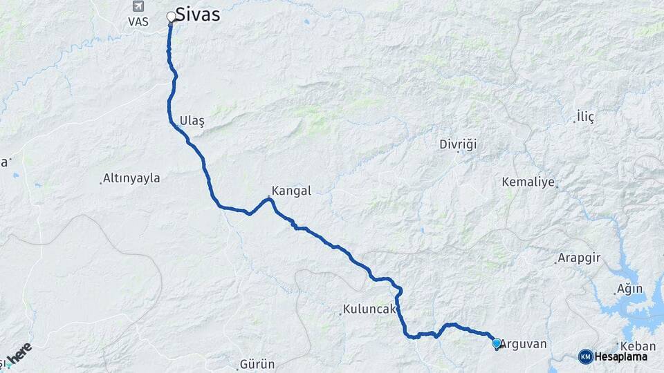 Malatya Arguvan Sivas Arası Kaç Km - Yol Haritası