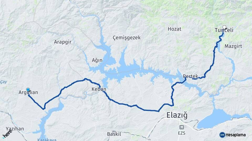 Malatya Arguvan Tunceli Arası Kaç Km - Yol Haritası