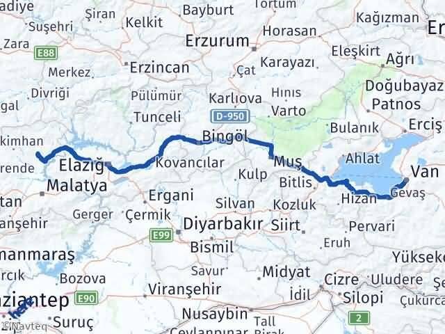 Malatya Arguvan Van Arası Kaç Km - Yol Haritası