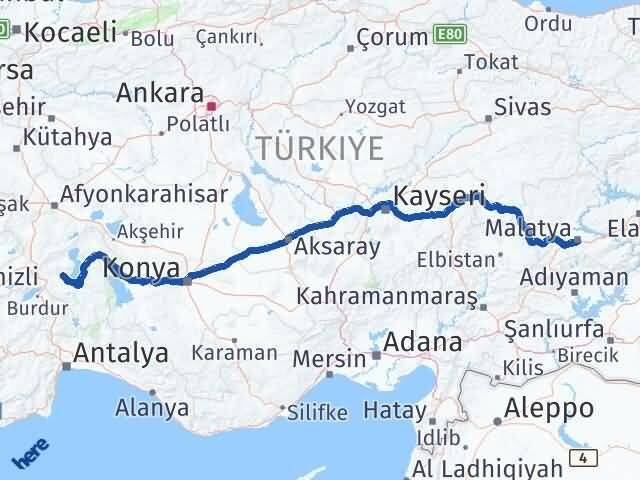Malatya Atabey Isparta Arası Kaç Km - Yol Haritası