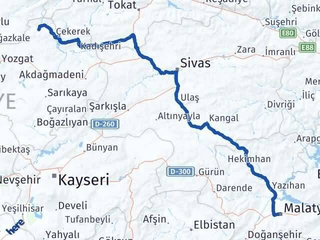 Malatya Aydıncık Yozgat Arası Kaç Km - Yol Haritası