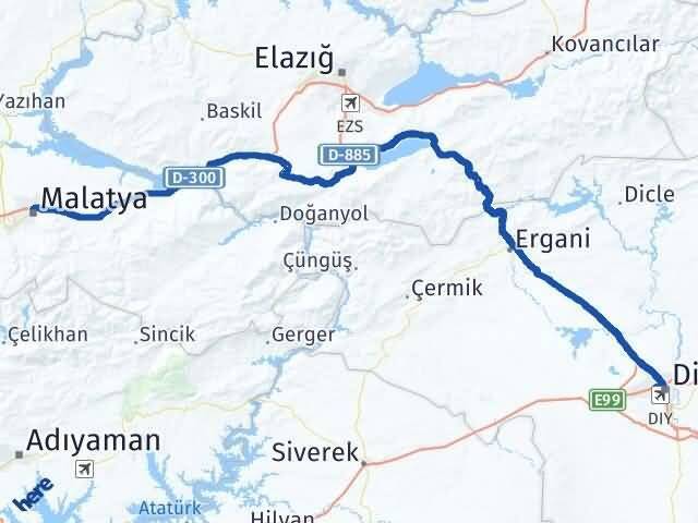 Malatya Bağlar Diyarbakır Arası Kaç Km - Yol Haritası