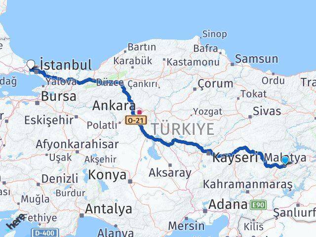 Malatya Başakşehir İstanbul Arası Kaç Km - Yol Haritası