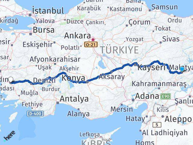 Malatya Battalgazi Aydın Arası Kaç Km - Yol Haritası