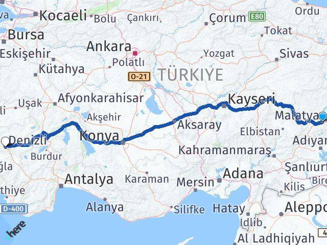 Malatya Battalgazi Denizli Arası Kaç Km - Yol Haritası