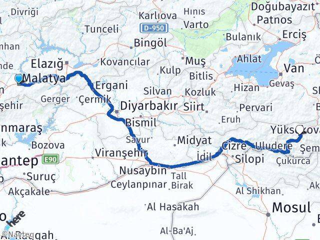 Malatya Battalgazi Hakkari Arası Kaç Km - Yol Haritası