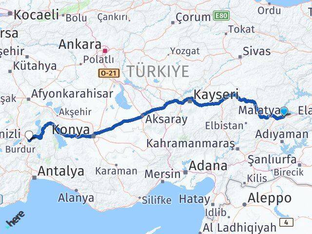 Malatya Battalgazi Isparta Arası Kaç Km - Yol Haritası