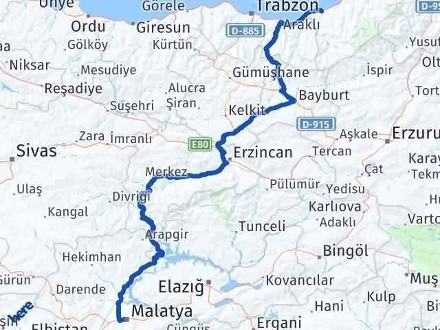 Malatya Battalgazi Rize Arası Kaç Km - Yol Haritası