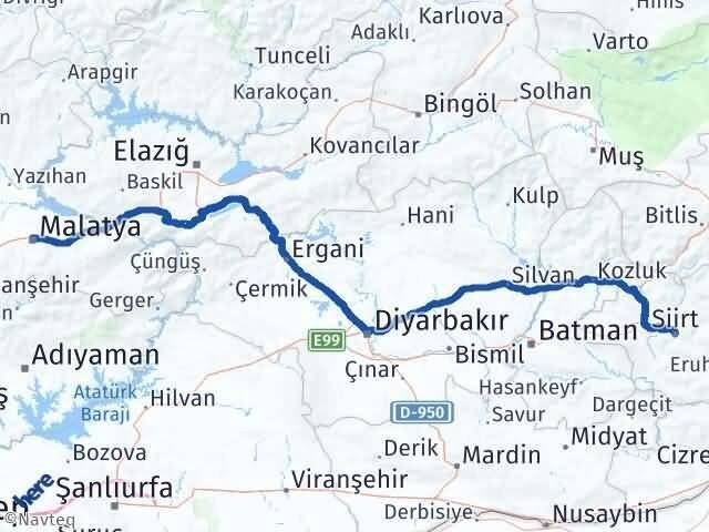 Malatya Battalgazi Siirt Arası Kaç Km - Yol Haritası