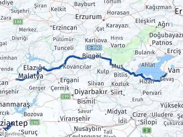 Malatya Battalgazi Van Arası Kaç Km - Yol Haritası