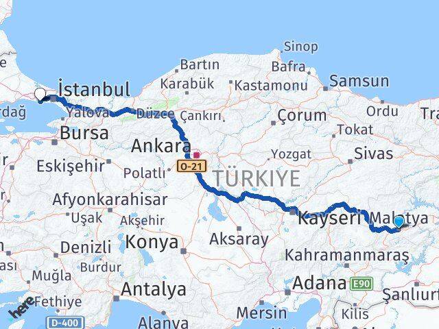 Malatya Beylikdüzü İstanbul Arası Kaç Km - Yol Haritası