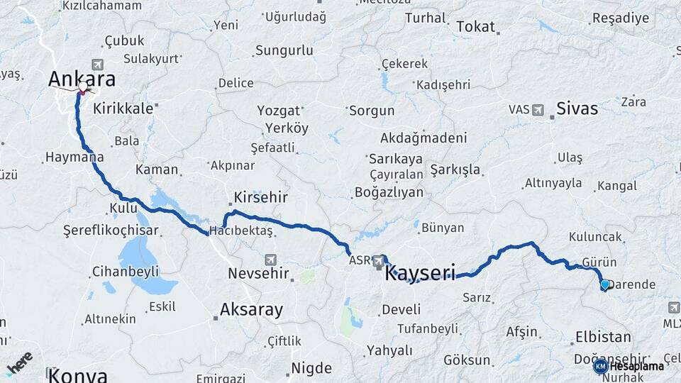 Malatya Darende Ankara Arası Kaç Km - Yol Haritası