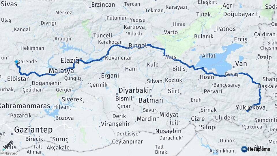 Malatya Darende Hakkari Arası Kaç Km - Yol Haritası