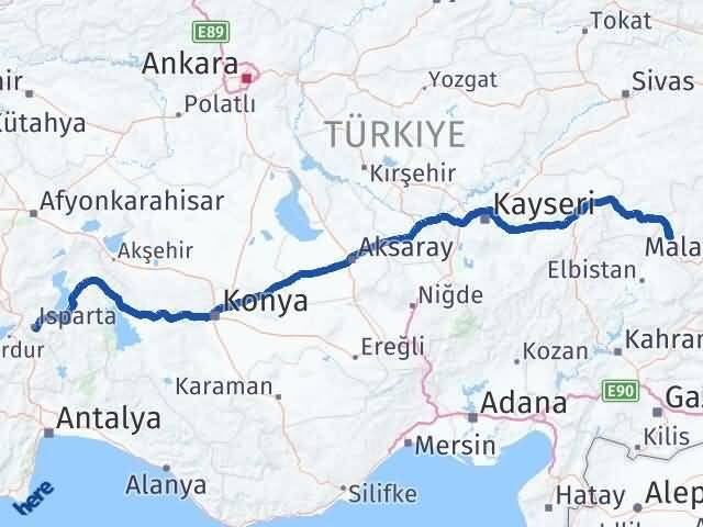 Malatya Darende Isparta Arası Kaç Km - Yol Haritası