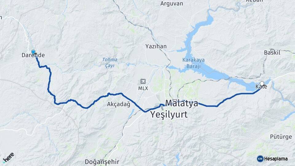 Malatya Darende Kale Arası Kaç Km - Yol Haritası