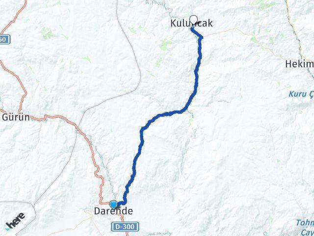 Malatya Darende Kuluncak Arası Kaç Km - Yol Haritası