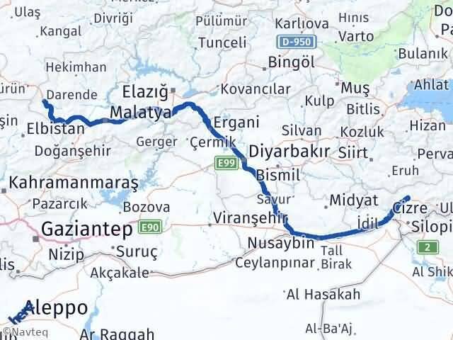 Malatya Darende Şırnak Arası Kaç Km - Yol Haritası