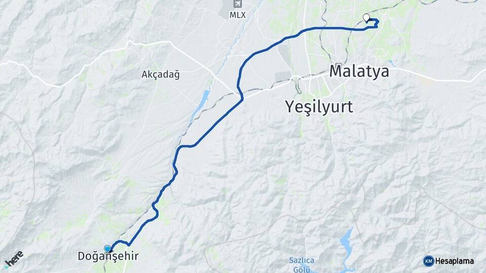 Malatya Doğanşehir Battalgazi Arası Kaç Km - Yol Haritası
