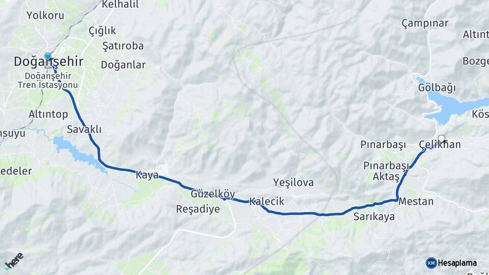 Malatya Doğanşehir Çelikhan Adıyaman Arası Kaç Km - Yol Haritası