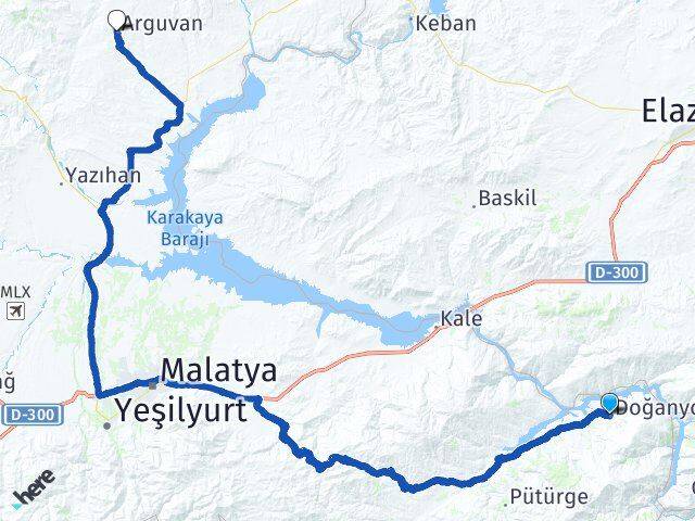 Malatya Doğanyol Arguvan Arası Kaç Km - Yol Haritası