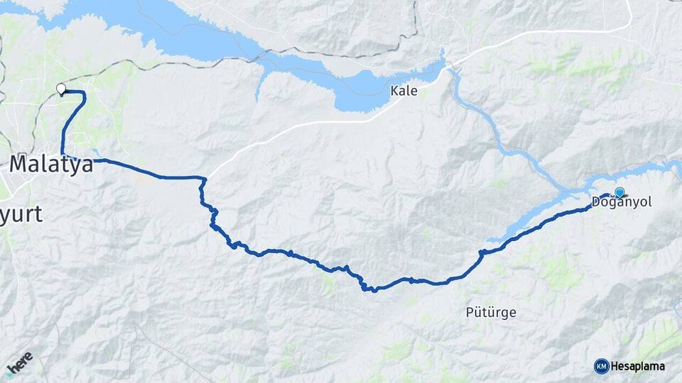 Malatya Doğanyol Battalgazi Arası Kaç Km - Yol Haritası