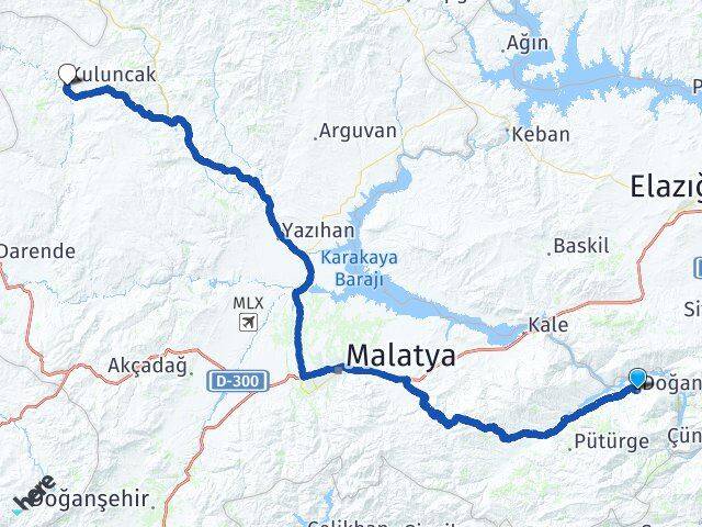 Malatya Doğanyol Kuluncak Arası Kaç Km - Yol Haritası