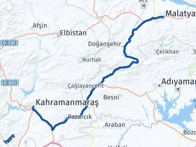 Malatya Dulkadiroğlu Kahramanmaraş Arası Kaç Km - Yol Haritası