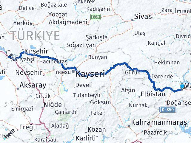 Malatya Evren Ankara Arası Kaç Km - Yol Haritası