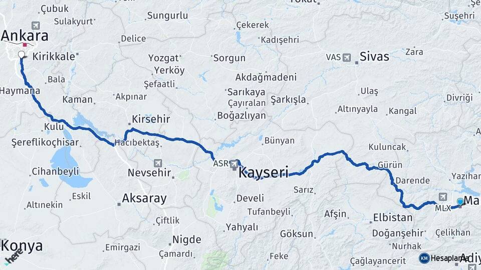 Malatya Gölbaşı Ankara Arası Kaç Km - Yol Haritası