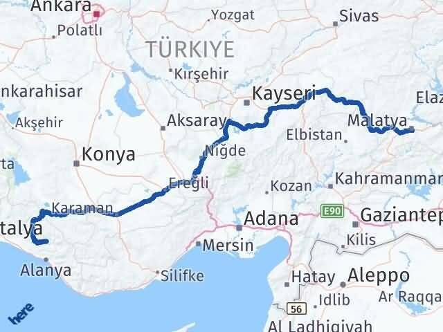 Malatya Gündoğmuş Antalya Arası Kaç Km - Yol Haritası