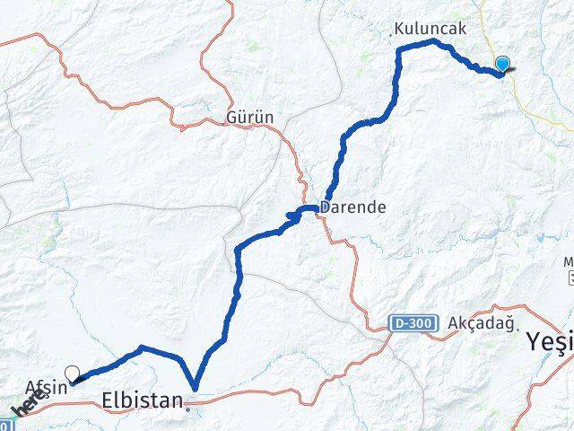 Malatya Hekimhan Afşin Kahramanmaraş Arası Kaç Km - Yol Haritası