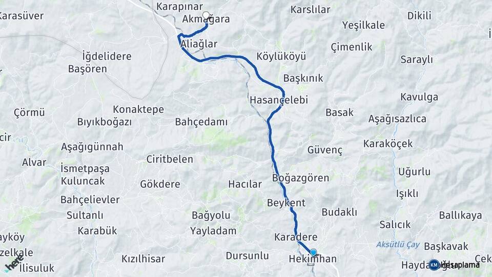 Malatya Hekimhan Akmağara Hekimhan Arası Kaç Km - Yol Haritası