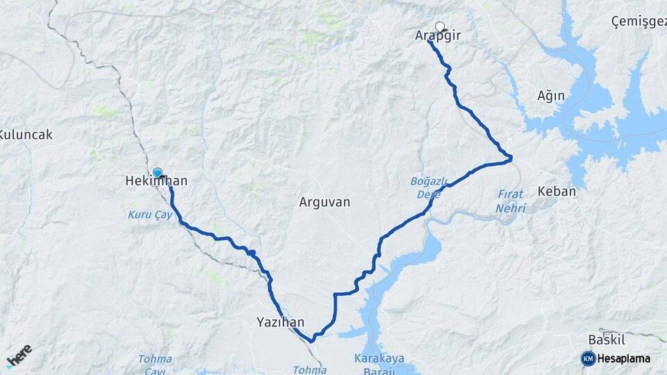 Malatya Hekimhan Arapgir Arası Kaç Km - Yol Haritası