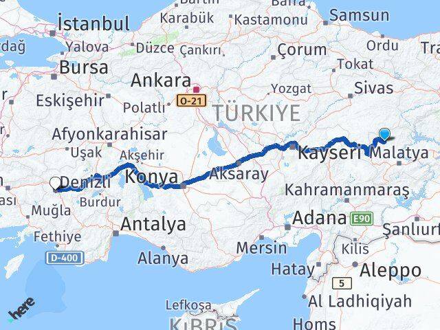 Malatya Hekimhan Denizli Arası Kaç Km - Yol Haritası