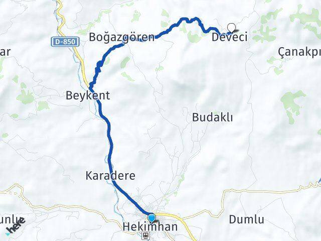 Malatya Hekimhan Deveci Hekimhan Arası Kaç Km - Yol Haritası