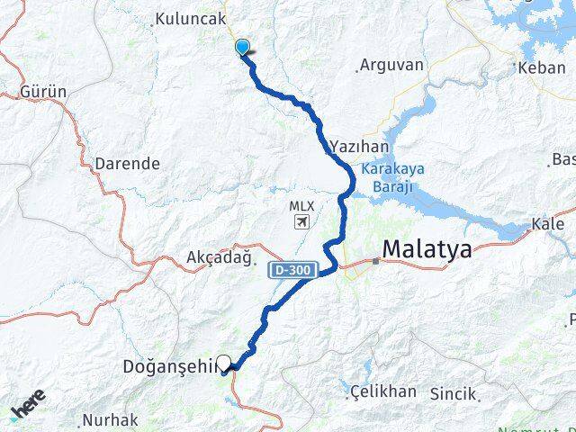 Malatya Hekimhan Doğanşehir Arası Kaç Km - Yol Haritası