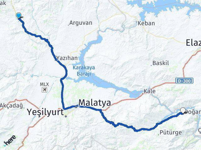 Malatya Hekimhan Doğanyol Arası Kaç Km - Yol Haritası