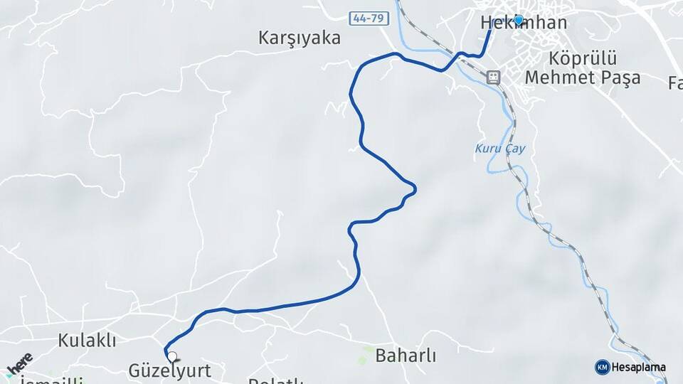 Malatya Hekimhan Güzelyurt Hekimhan Arası Kaç Km - Yol Haritası