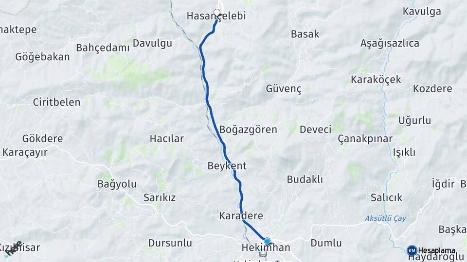 Malatya Hekimhan Hasançelebi Hekimhan Arası Kaç Km - Yol Haritası