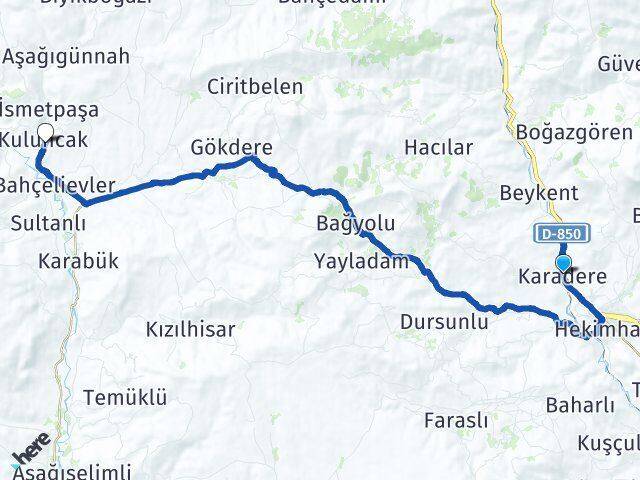 Malatya Hekimhan Karadere Kuluncak Arası Kaç Km - Yol Haritası